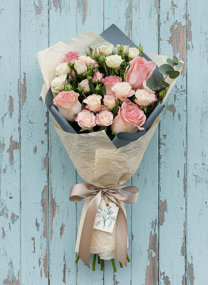 Букет цветов из: Розы в Голубое