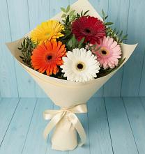 Букет цветов из:  Герберы в Голубое