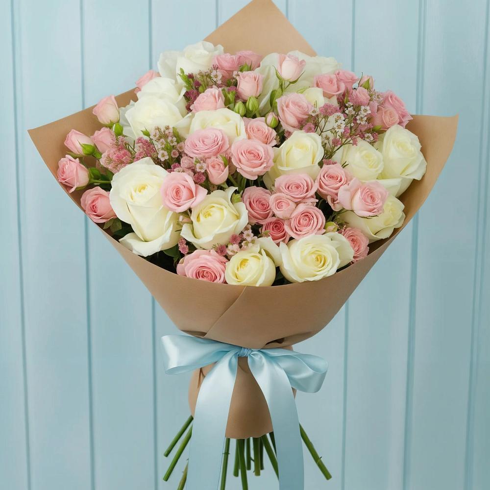 Букет цветов из: Розы в Голубое