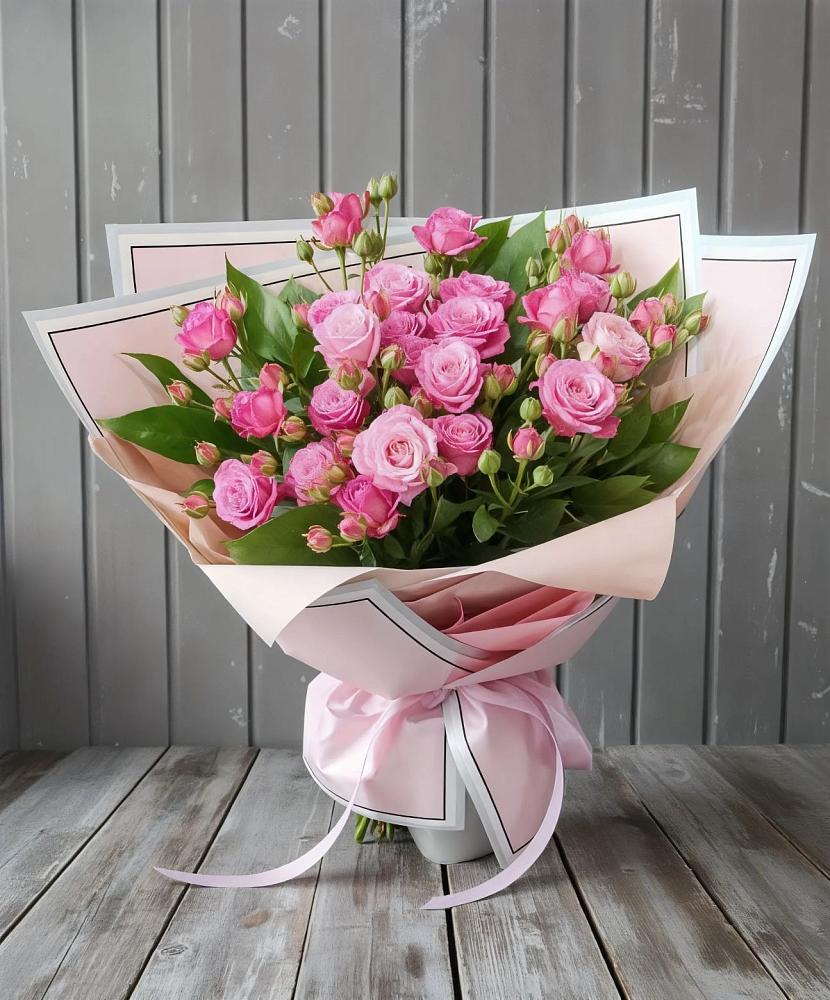 Букет Розовый кустик в Голубое