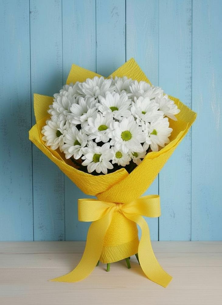 Букет цветов из: Хризантемы в Голубое