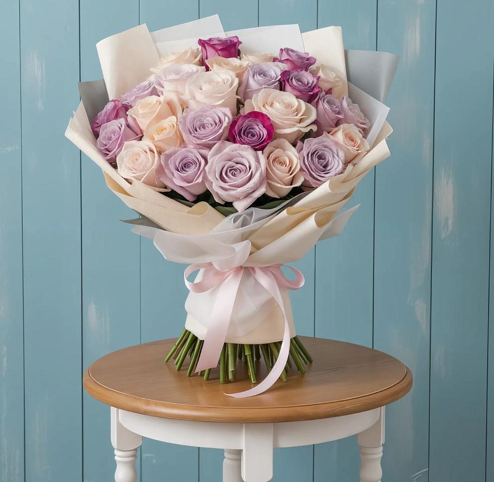 Букет цветов из: Розы в Голубое