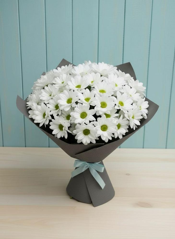 Букет цветов из: Хризантемы в Голубое