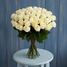 Букет 51 Белая роза Эдлесс Лав в Голубое