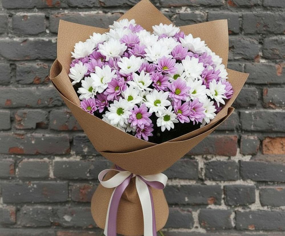 Букет цветов из: Хризантемы в Голубое