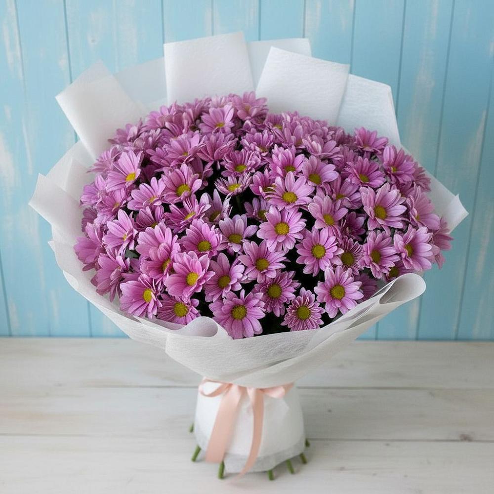 Букет цветов из: Хризантемы в Голубое