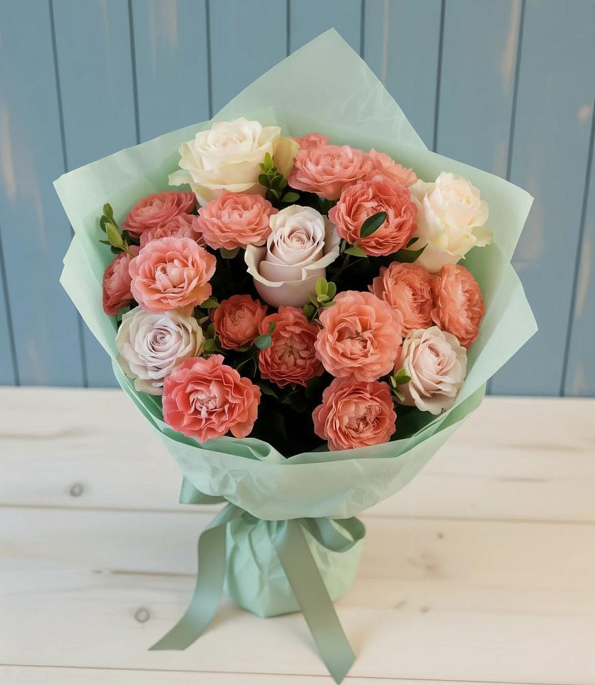 Букет цветов из: Розы в Голубое