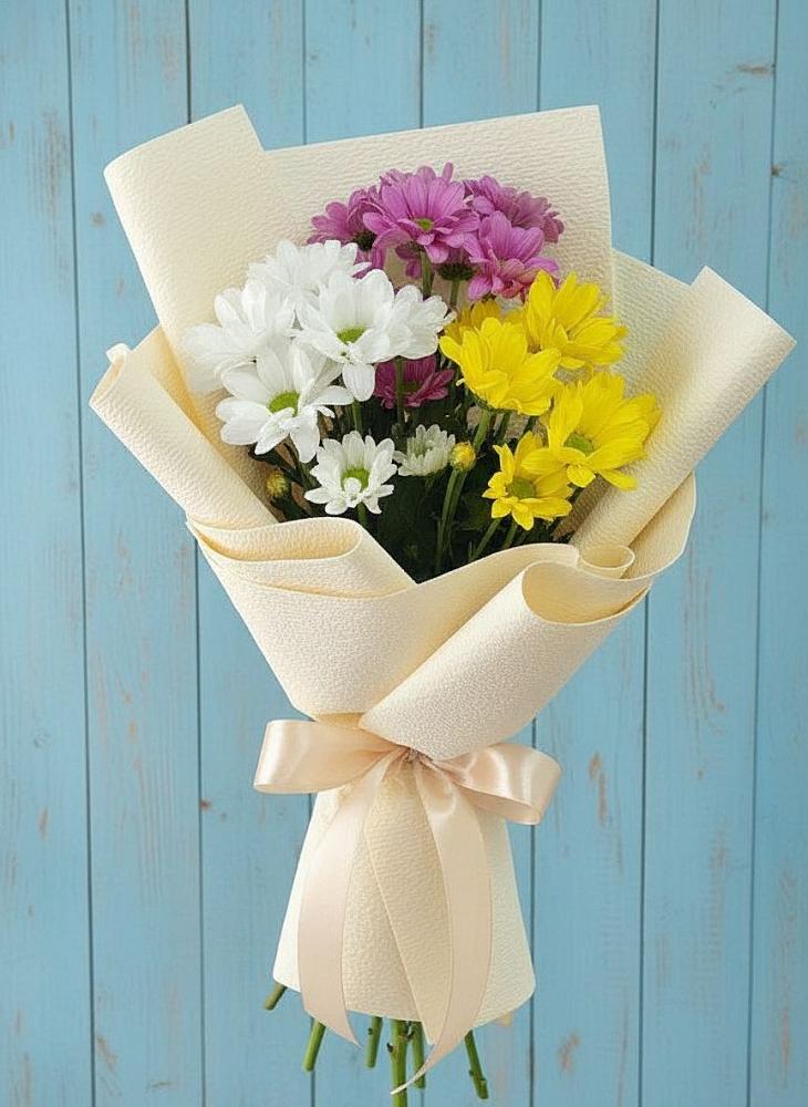 Букет цветов из: Хризантемы в Голубое