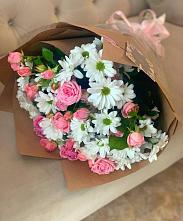 Букет цветов из:  Розы и Хризантемы #REPLACE_PRED# Голубое