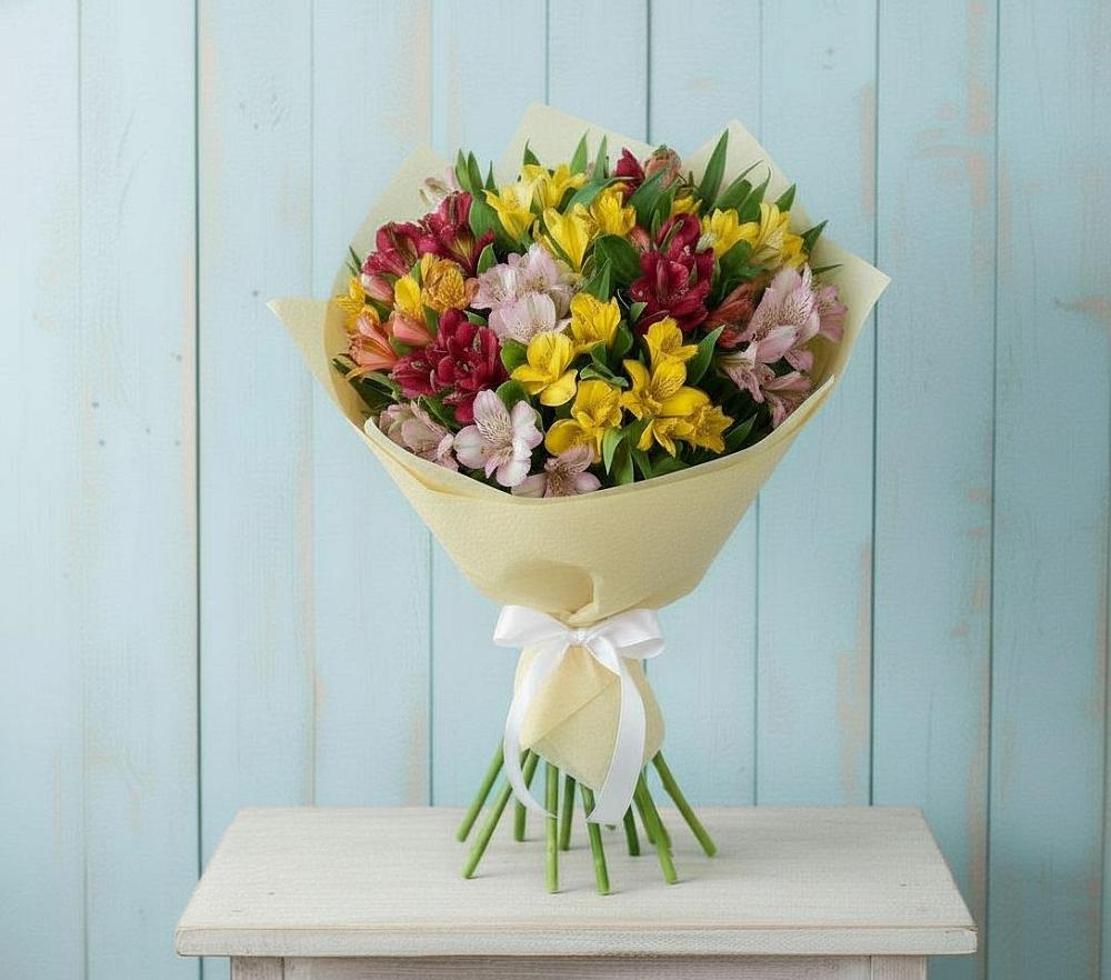 Букет цветов из: Альстромерии в Голубое