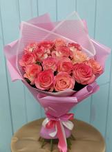 Букет 15 Розовых роз Равель #REPLACE_PRED# Голубое